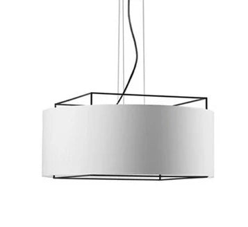 Creative Metalarte Lewit Chandelier with Fabric Lampshade Black/white Iron Hanging Lighting Fixture for Living Room Home Decor