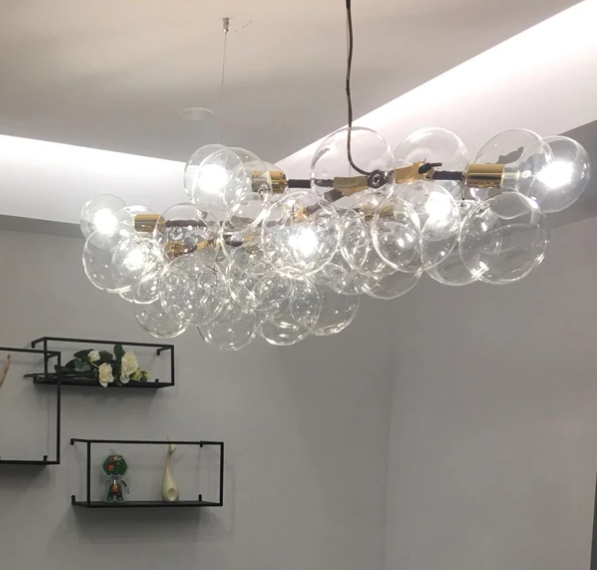 Nordic LED Clear Glass Bubble Chandelier Lamp Modern DIY Home Deco Living Room Bedroom Dinning Room E27 Bulb Grape Fixture Light