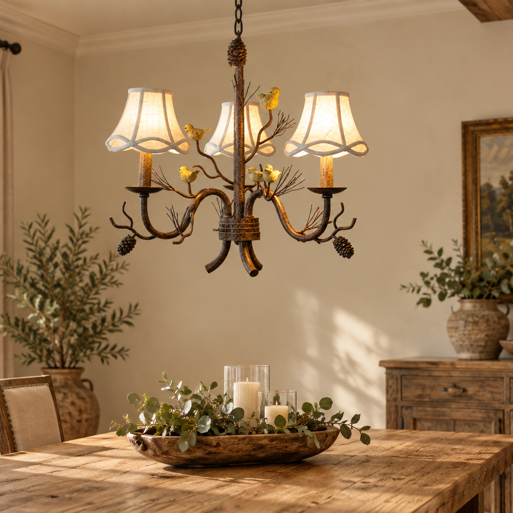 Branch chandelier dining room scene image