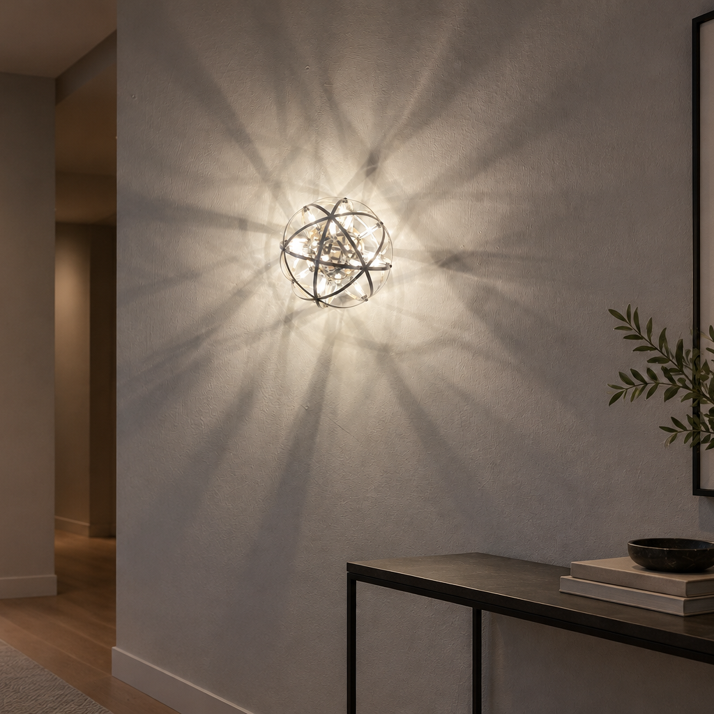 Spark ball wall lamp at entrance