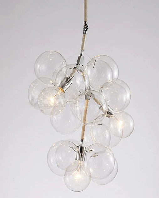 Nordic LED Clear Glass Bubble Chandelier Lamp Modern DIY Home Deco Living Room Bedroom Dinning Room E27 Bulb Grape Fixture Light