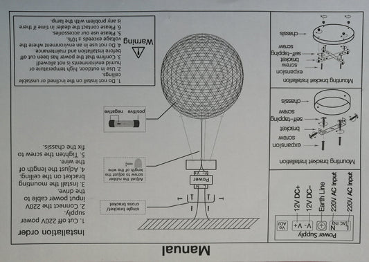 Globe mesh pendant light installation manual diagram