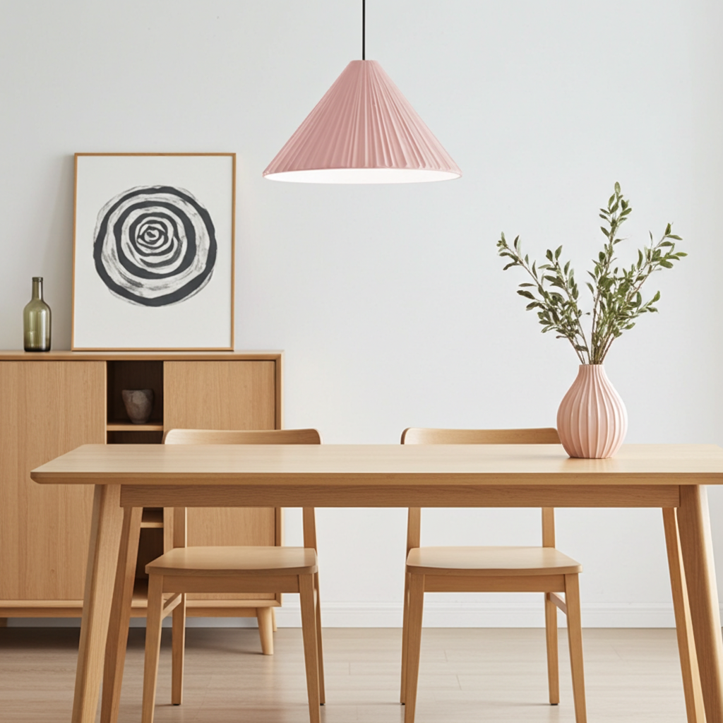 Pink resin pendant light for dining room
