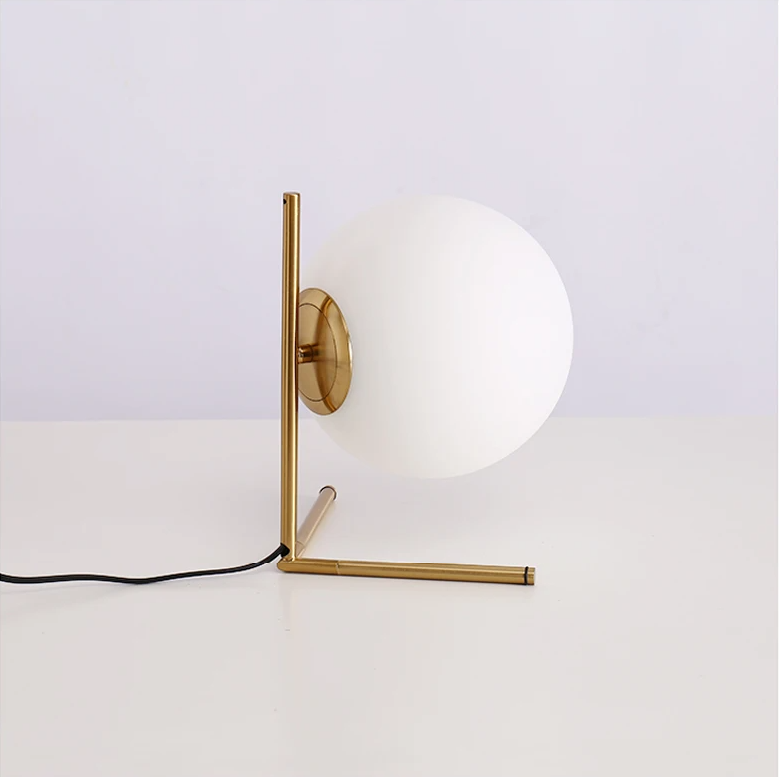 Nordic Glass Globe Desk Lamp | Antique Brass Tripod Base | Ambient Warm Light