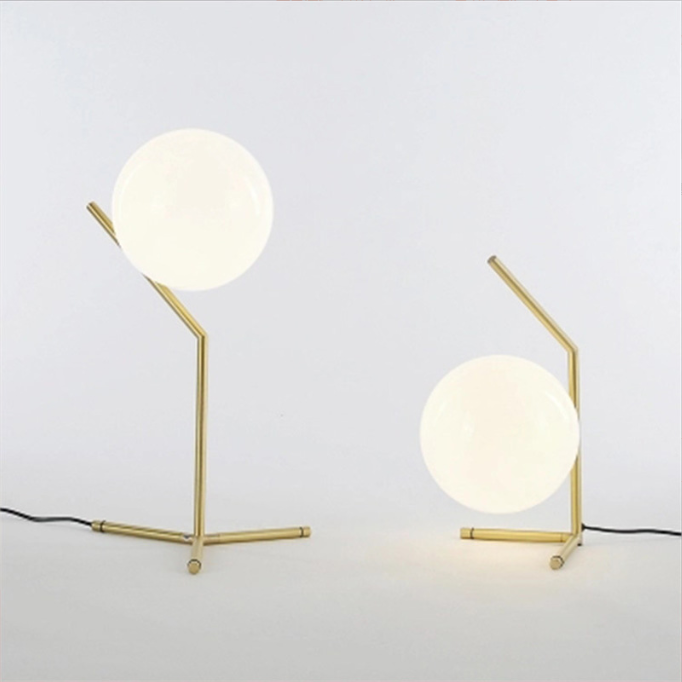 Nordic Glass Globe Desk Lamp | Antique Brass Tripod Base | Ambient Warm Light