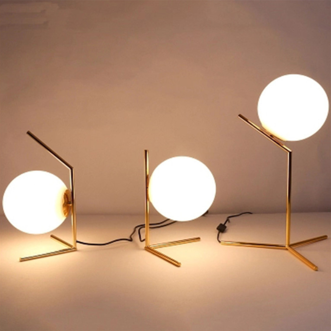 Nordic Glass Globe Desk Lamp | Antique Brass Tripod Base | Ambient Warm Light