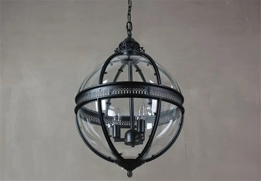 Vintage Loft Golden Black Globe Pendant Lights Fixture Retro Waterproof Garden Yard Iron Glass Ball LED E27 Outdoor Lamp 400mm