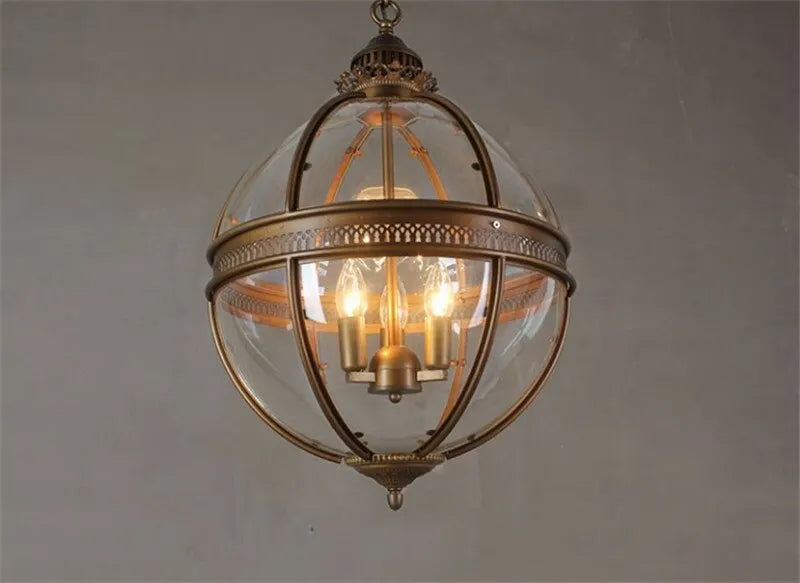Vintage Loft Golden Black Globe Pendant Lights Fixture Retro Waterproof Garden Yard Iron Glass Ball LED E27 Outdoor Lamp 400mm