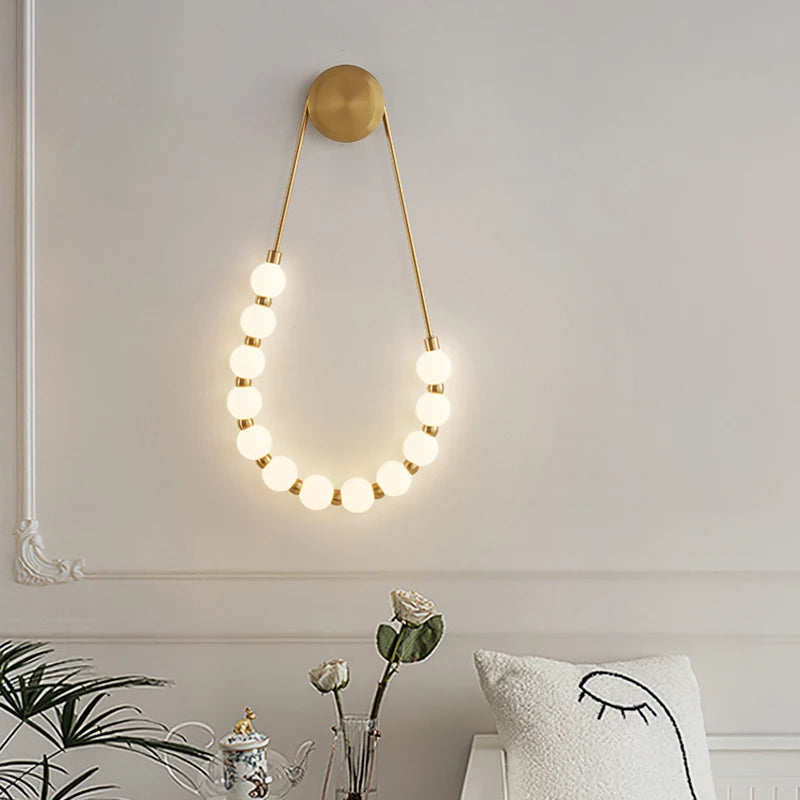 French Beaded Acrylic Ball Wall Lamp | Cream Style Sconce