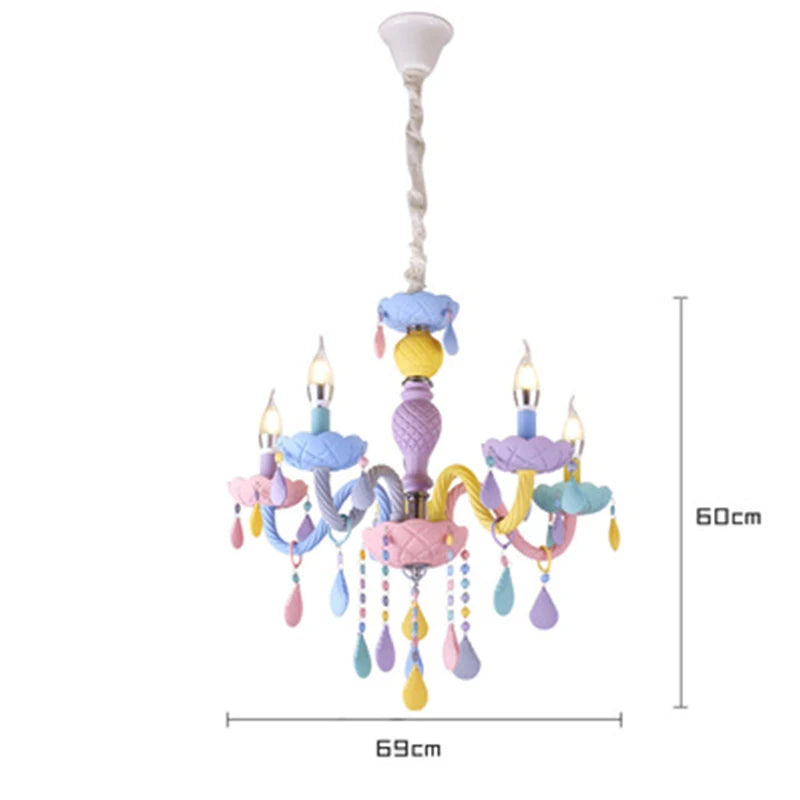 Rainbow Crystal Chandelier | European Candle Pendant Light E14 | 2/5/6/8 Heads | Bedroom, Kids Room, Dining Room