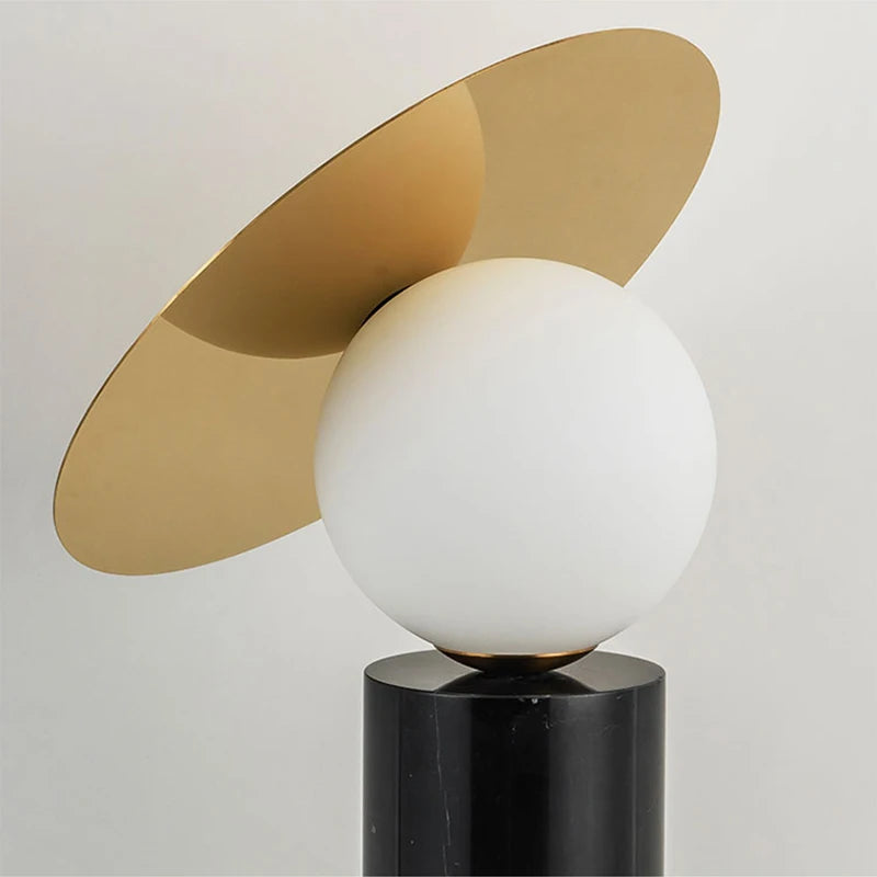 Nordic Natural Marble Table Lamp for Bedroom Home Decor Modern Simple White Glass Ball Gold Plated Metal G9 LED Bulb Desk Light