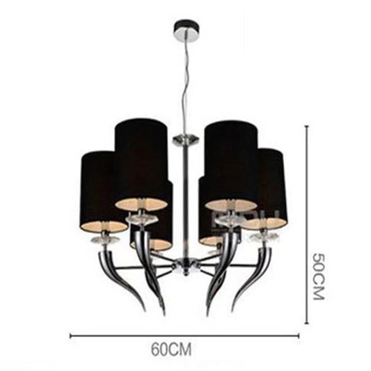 Modern Iron & Fabric LED Chandelier with E14 LED Bulbs, White Pendant Light Fixture for Living Bedroom Dining Room Home Decor