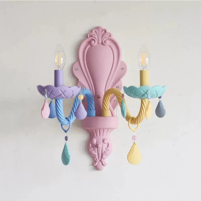 Rainbow Crystal Chandelier | European Candle Pendant Light E14 | 2/5/6/8 Heads | Bedroom, Kids Room, Dining Room