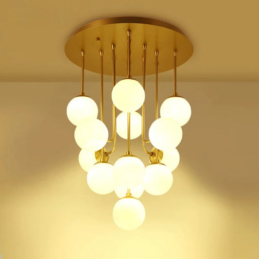 Modern Creative Glass Ball Chandeliers for Living Room Home Decor Nordic Golden Iron Tube G9 LED Bulb Pendant Lighting Fixture