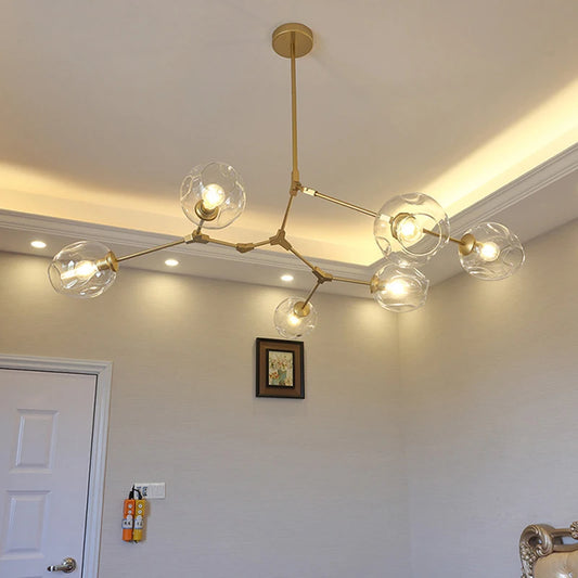 Modern Creavtive Characteristic Glass Goldern Pendant Light Fixture Home Deco DIY Living Room Black Iron Pendant Lamp