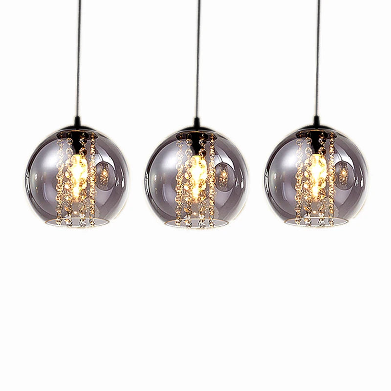 modern bried dia 20cm amber glass ball pendant light fixture fashion DIY home deco living room crystal E14 LED bulb pendant lamp