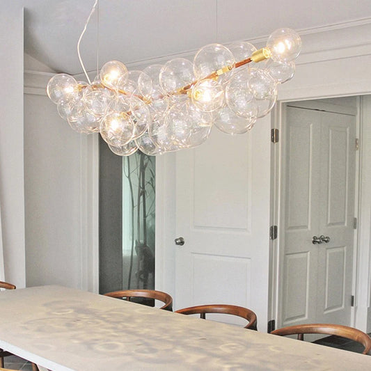 Nordic LED Clear Glass Bubble Chandelier Lamp Modern DIY Home Deco Living Room Bedroom Dinning Room E27 Bulb Grape Fixture Light