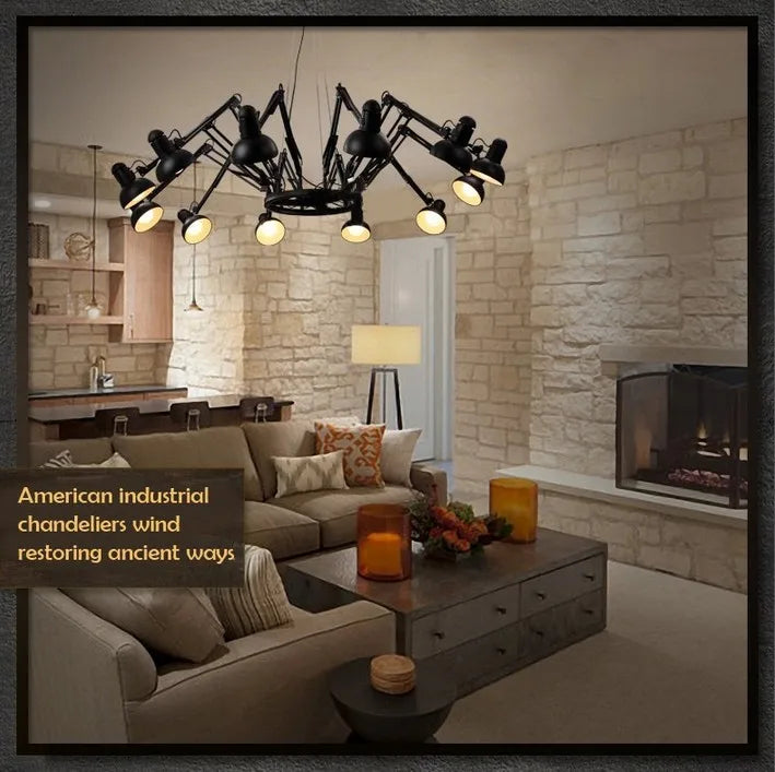 Modern Fashionable Spider Chandelier for Living Room Hone Decor Art Iron Personalized Retractable Lamp 12 heads E27 LED Bulbs