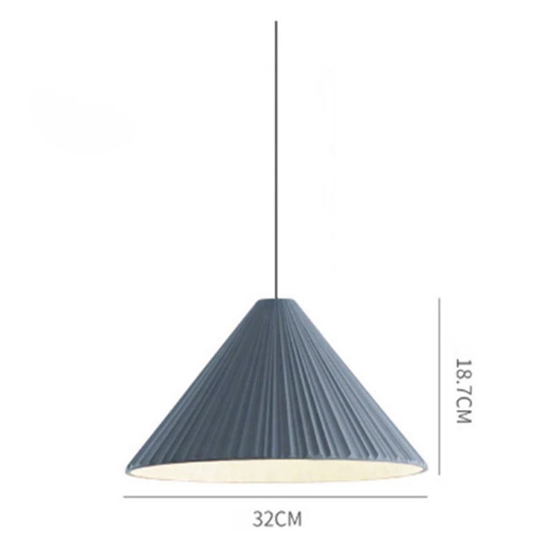 Creative Nordic Resin Pendant Lamp - Macaron Pink LED E27 Lighting with Conical Ripple Design - Modern Simple Home Decor Fixture