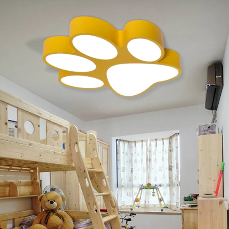 Modern Creative Paint Colorful Iron Children Bedroom LED Lighting Home Decoration Acrylic Footprint Design Ceiling Lamp