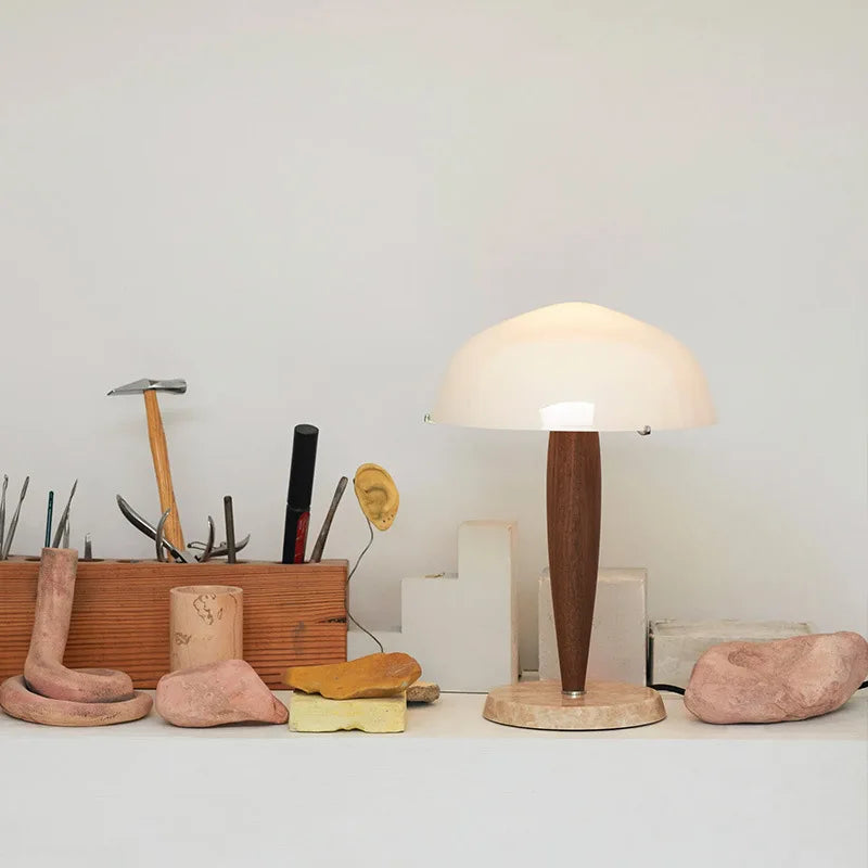 Scandinavian Style Vintage Table Lamp Danish Designer Bedroom Bedside Lamp Modern Simple Walnut Antique Table Lamps
