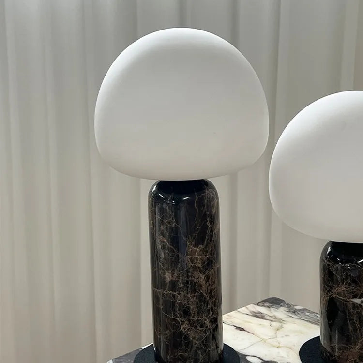 Nordic Marble Table Lamp with Matte White Glass Ball | E27 Bedside Desk Light