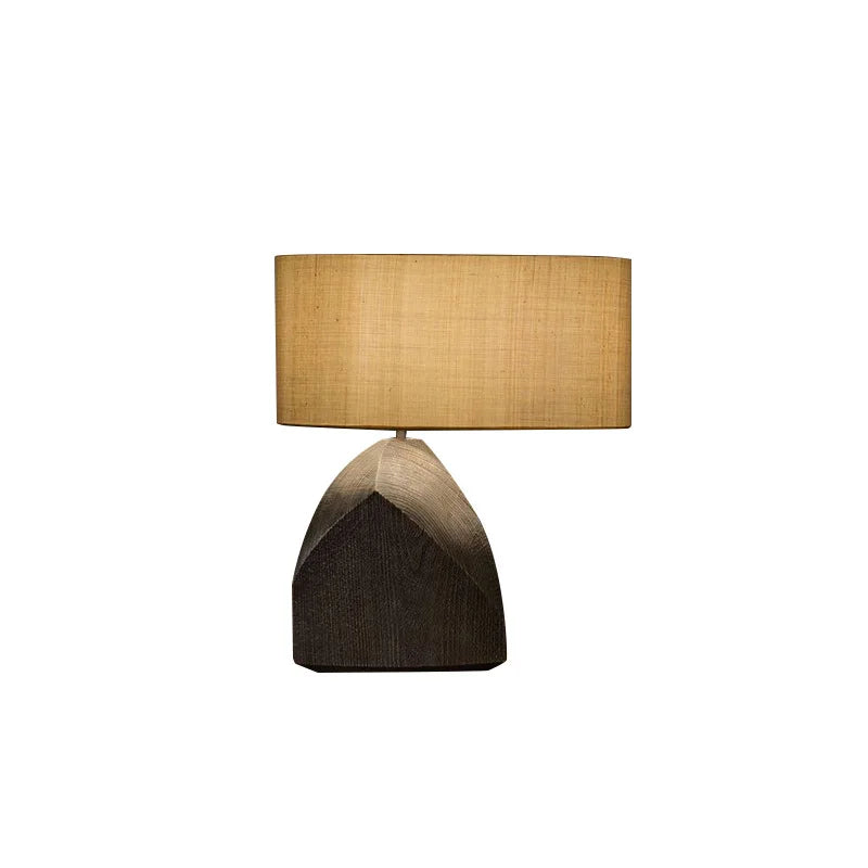 New Chinese Minimalist Wood Desk Lamp For Bedroom Home Decor Wabi Sabi Designer Table Lamp Wth Fabric Lampshade E27 Led Bulb