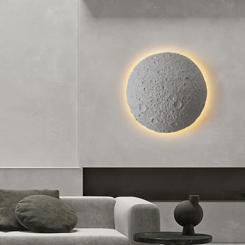 Modern Creative Moon Design Cement Wall Sconce Outdoor Waterproof LED Lighting Patio Balcony Decoration Fixture Lamp