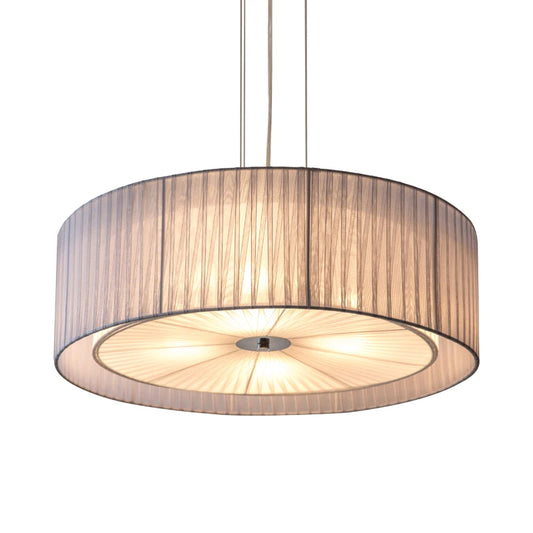 Modern Nordic Living Room Iron E27 Bulb Chandeliers DIY Home Deco Circular Restaurant Chandelier Lamps Gauze Fabric Lampshade