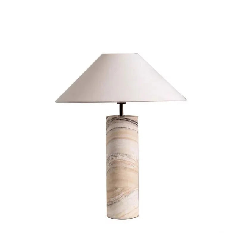 Italian Natural Marble Desk Lamp For Living Room Home Decor Creative Minimalist Wabi Sabi Stone Table Lamp With Fabric Lampshade