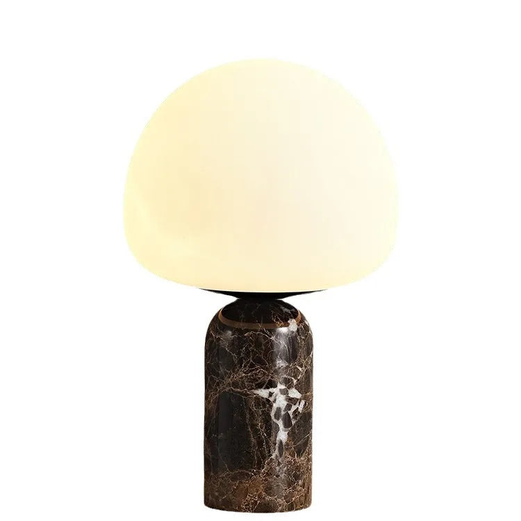 Nordic Marble Table Lamp with Matte White Glass Ball | E27 Bedside Desk Light
