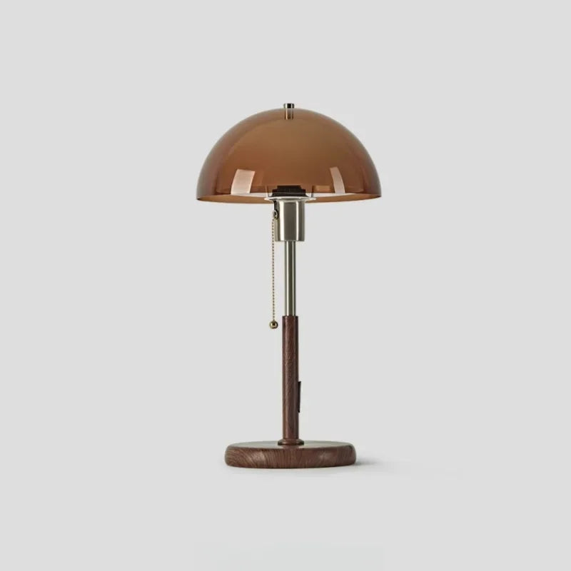 Mid-Century Modern Mushroom Table Lamp with Pull Chain | Retro Bedside & Desk Light for Living Room, E27 LED