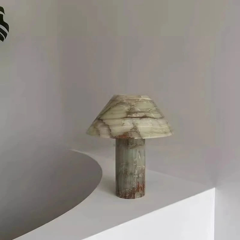 Antique-style Natural Veined Marble Table Lamp For Living Room Home Decor Nordic Modern Grey And White Led Bulb Desk Lamp