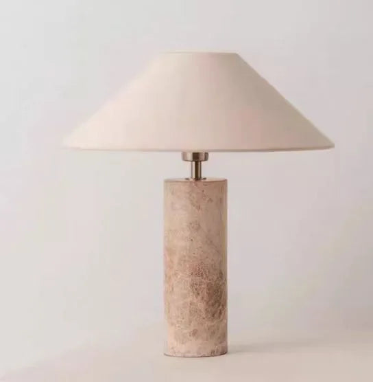 Italian Natural Marble Desk Lamp For Living Room Home Decor Creative Minimalist Wabi Sabi Stone Table Lamp With Fabric Lampshade