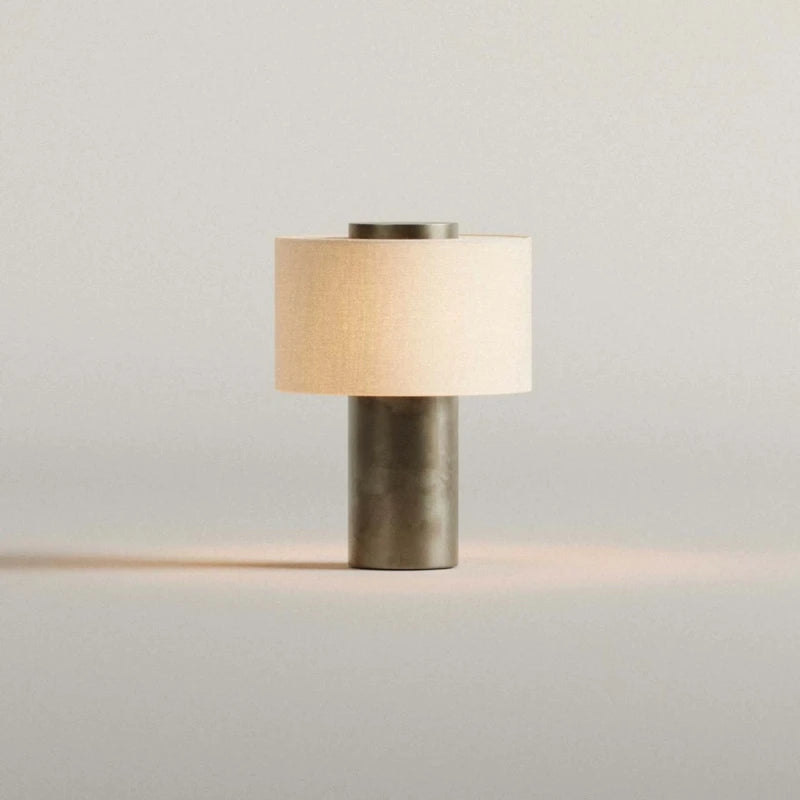 Modern Design Marble Table Lamp for Living Room Home Decor Natural Stone Luxury Bedside Desk Lamp with Fabric Lampshade E27 Bulb