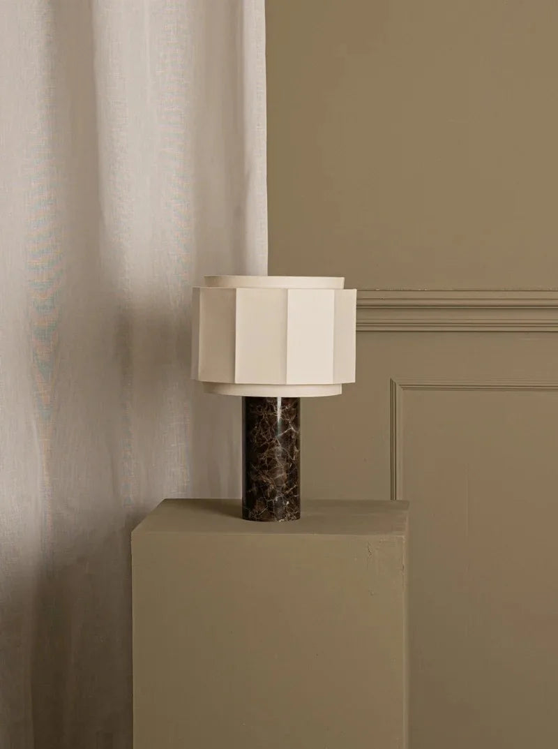 Danish Red Travertine Marble Table Lamp For Living Room Home Decor Ambience E27 LED Bulb Desk Lamp With Fabric Lampshade