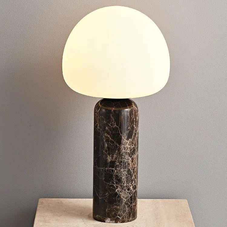 Nordic Marble Table Lamp with Matte White Glass Ball | E27 Bedside Desk Light