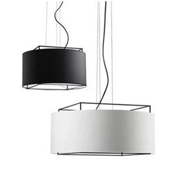 Creative Metalarte Lewit Chandelier with Fabric Lampshade Black/white Iron Hanging Lighting Fixture for Living Room Home Decor