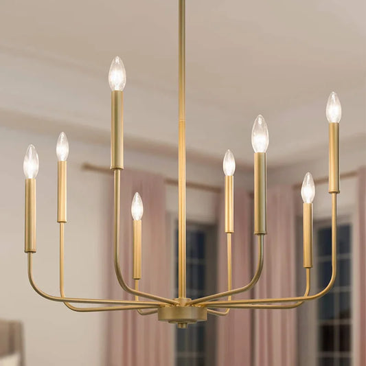 Modern Simple Black Metal Baking Paint 8 Heads Pendant Light E12 Restaurant Bedroom Living Room Indoor Golden Fixture Lamp 110V