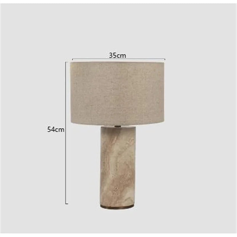 Nordic Natural Cave Stone Desk Lamp for Living Room Wabi-Sabi Designer Creative Decorative E27 Table Lamp with Fabric Lampshade