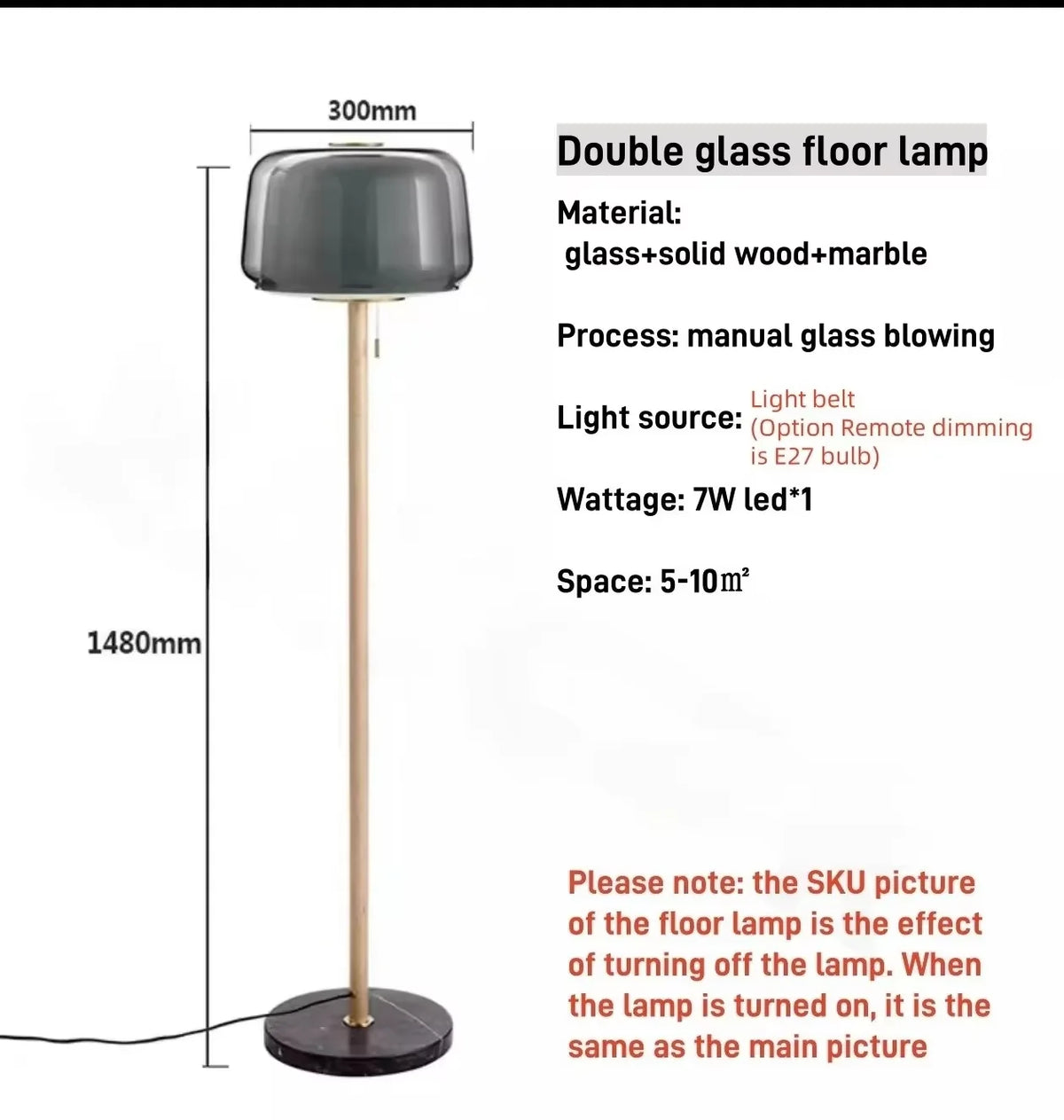 Nordic Double Glass Floor & Table Lamp with Pull Chain | Solid Wood Standing Light for Living Room & Bedroom