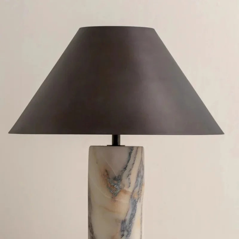Italian Natural Marble Desk Lamp For Living Room Home Decor Creative Minimalist Wabi Sabi Stone Table Lamp With Fabric Lampshade