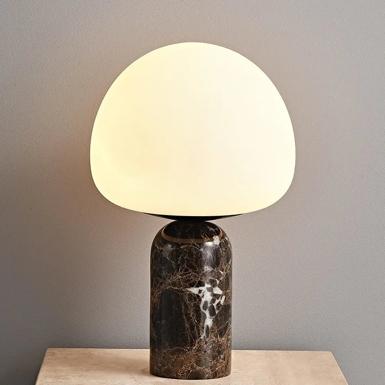 Nordic Marble Table Lamp with Matte White Glass Ball | E27 Bedside Desk Light