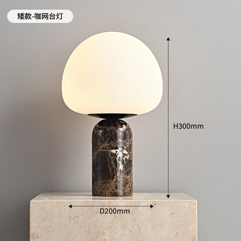 Nordic Marble Table Lamp with Matte White Glass Ball | E27 Bedside Desk Light