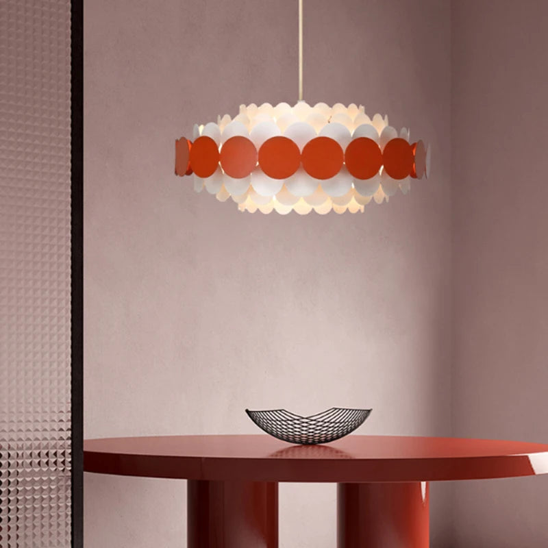 Nordic Creative Red Pendant Lamp for Children's Bedroom Home Decor Modern LED E14 Bulb Hang Lighting Fixture with Metal Plate