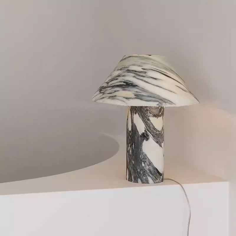Antique-style Natural Veined Marble Table Lamp For Living Room Home Decor Nordic Modern Grey And White Led Bulb Desk Lamp