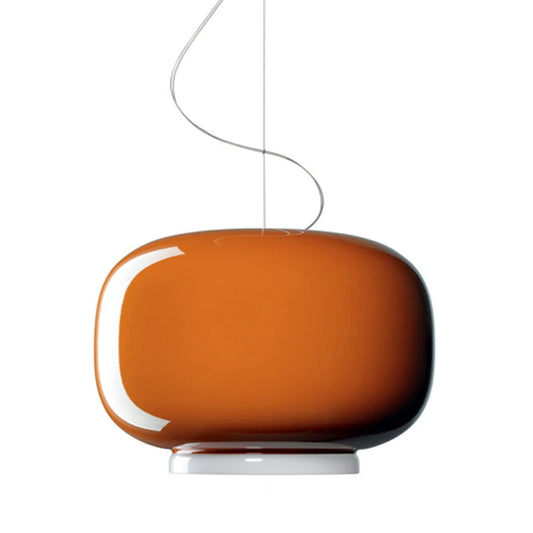 Nordic Italian Minimalist Orange Glass LED Pendant Light with Hand blown Art Design for Living Room Home Decor E27 LED Lamp