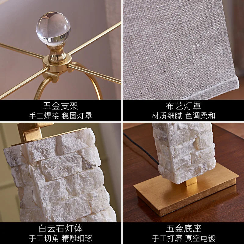Modern Designer Marble Table Lamp For Living Room Home Decor European Relief E27 Led Bulb Desk Lamp With Square Fabric Shade