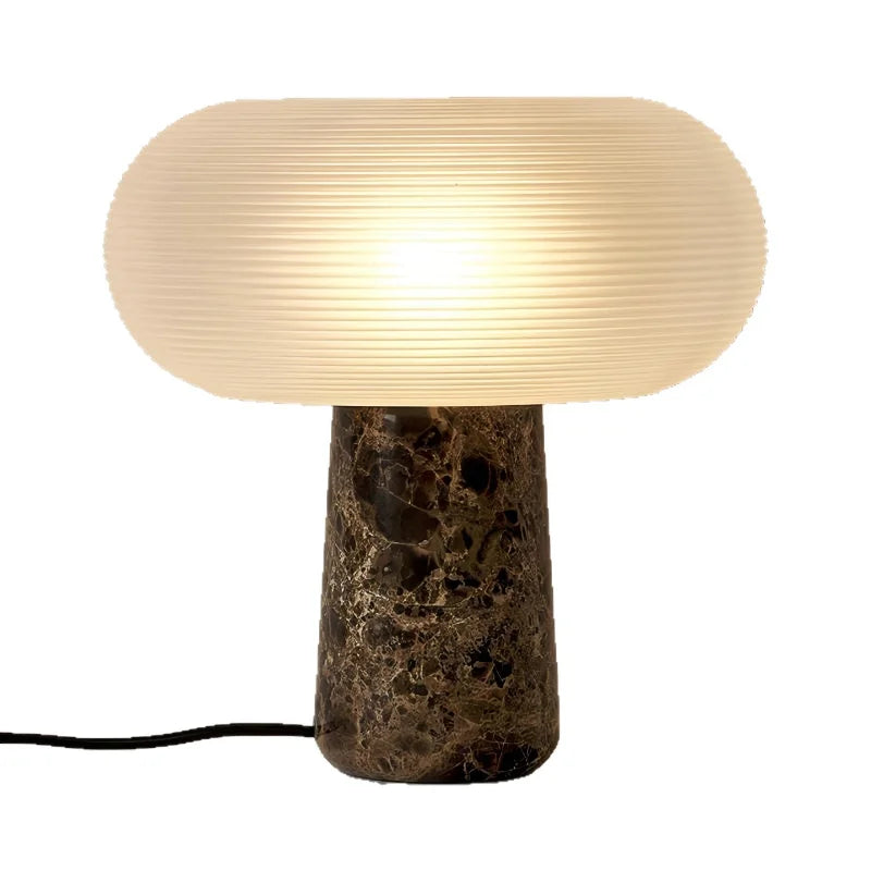 Postmodern Minimalist Natural Brown Marble Desk Lamp With White Glass Lampshade Luxury Art For Living Room Home Decor G9 Bulb