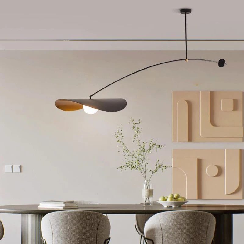 Retro Lotus Leaf Simple Ceiling Chandelier for Living Dining Room Office Desks Coffee Bar Lamp Black Home Decor Light Fixture